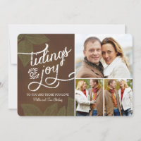 Vintage Leaves Holiday Photo Card