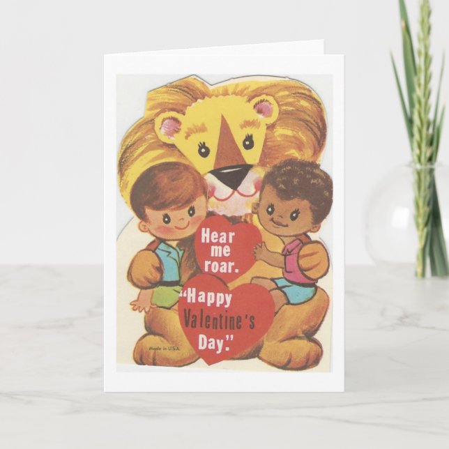 Tarjeta Festiva Vintage Lion Valentine (Anverso)