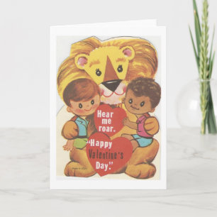 Tarjeta Festiva Vintage Lion Valentine