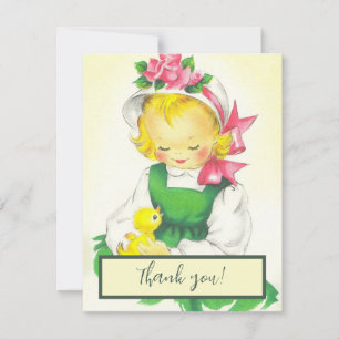 Tarjeta Festiva Vintage Little Girl Retro Cute