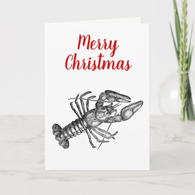 Tarjeta Festiva Vintage Lobster #1 Drawing (Anverso)