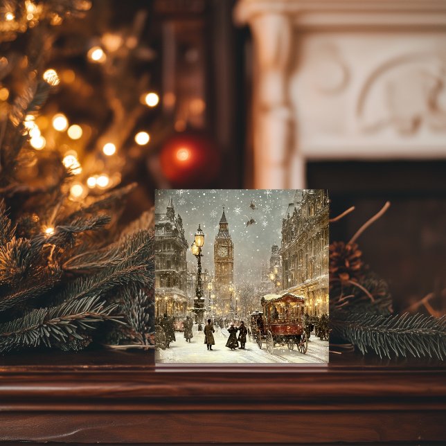 Tarjeta Festiva Vintage London Navidades de invierno Cityscape (Subido por el creador)