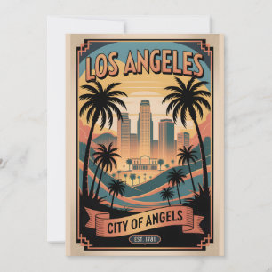Tarjeta Festiva Vintage Los Ángeles California Ciudad de los Ángel