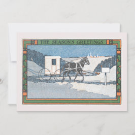 Tarjeta Festiva Vintage Mail Horse and Buggy Christmas Greetings
