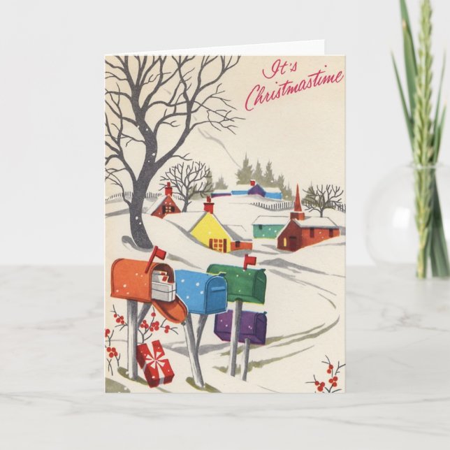 Tarjeta Festiva Vintage_mailboxes_Christmas_Card (Anverso)