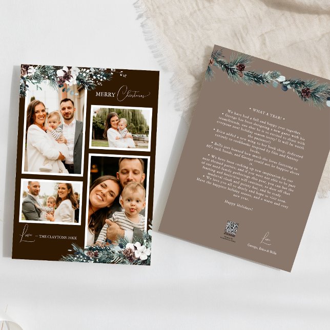 Tarjeta Festiva Vintage marrón cuatro Collages de fotos (Subido por el creador)