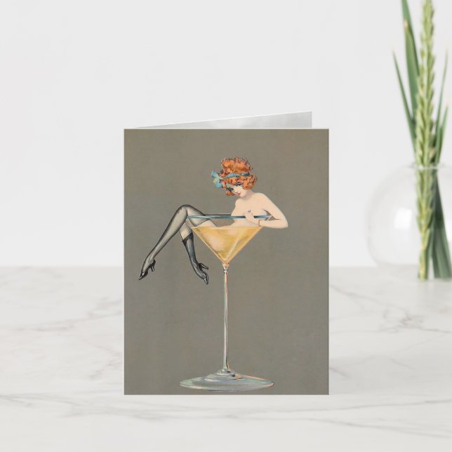 Tarjeta Festiva Vintage "Martini Glass" Card (Anverso)