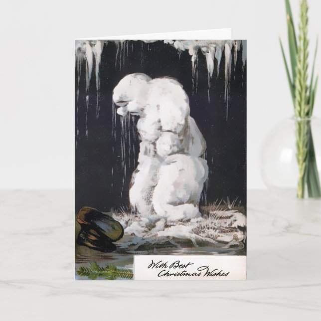 Tarjeta Festiva Vintage Melding Snowman Navidades Card (Anverso)