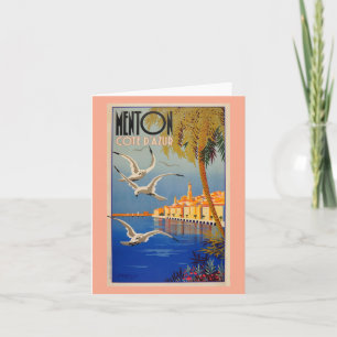 Tarjeta Festiva Vintage Menton CoTe D'azur