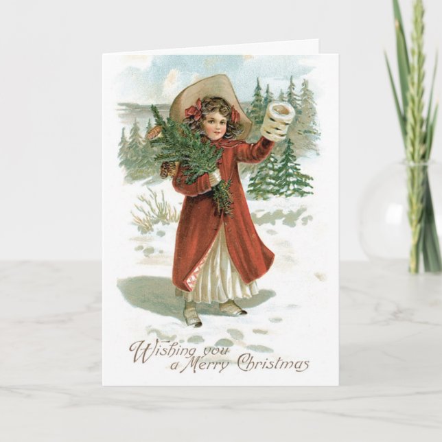 Tarjeta Festiva Vintage Merry Christmas Card (Anverso)