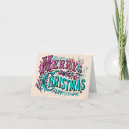 Tarjeta Festiva Vintage Merry Christmas Card