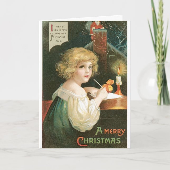 Tarjeta Festiva Vintage Merry Christmas Card - Amistad (Anverso)