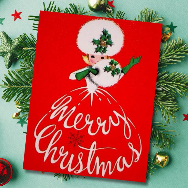 Tarjeta Festiva Vintage Merry Christmas Chica (Subido por el creador)