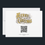 Tarjeta Festiva Vintage Merry Christmas Corporate Business Código<br><div class="desc">Un elegante diseño de tarjeta de Navidades que se puede personalizar con el texto. El diseño muestra una cosecha dorada "Feliz Navidad". Un diseño rústico y moderno de Navidad ideal para cualquier persona. Personalice el código QR de la empresa y el texto y hágalo suyo!</div>