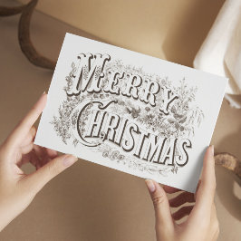 Tarjeta Festiva Vintage Merry Christmas Retro