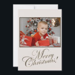 Tarjeta Festiva Vintage Merry Christmas Script Photo<br><div class="desc">Festividad navideña con tarjeta de vacaciones. Sube tu propia foto de vacaciones familiares y envíela a tu familia,  amigos y jefes/compañeros de trabajo y a todo el mundo. Diseño de Miri Creations - Creado sólo para ti con mente. Todos Los Derechos Reservados.</div>