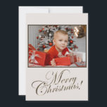 Tarjeta Festiva Vintage Merry Christmas Script Photo<br><div class="desc">Festividad navideña con tarjeta de vacaciones. Sube tu propia foto de vacaciones familiares y envíela a tu familia,  amigos y jefes/compañeros de trabajo y a todo el mundo. Diseño de Miri Creations - Creado sólo para ti con mente. Todos Los Derechos Reservados.</div>