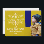 Tarjeta Festiva Vintage Merry Christmas Snowflake Holiday Photo<br><div class="desc">Vintage Feliz Navidad y Feliz Año Nuevo con tarjeta fotográfica de copas de nieve.  Añade fácilmente tu foto y texto personalizado al frente.  Un poco vintage con un toque moderno,  seguro que hará sonreír a amigos y familiares.</div>