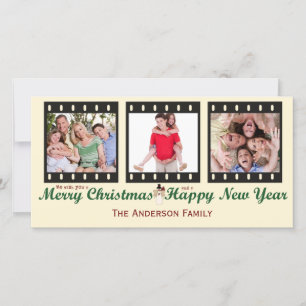 Tarjeta Festiva Vintage Merry Christmas Snowman Photo Card