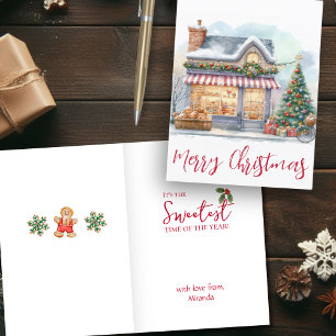 Tarjeta Festiva Vintage Merry Christmas Watercolor Winter Scene