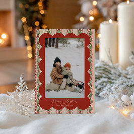 Tarjeta Festiva Vintage Mistletoe Frame Photo Holiday Card