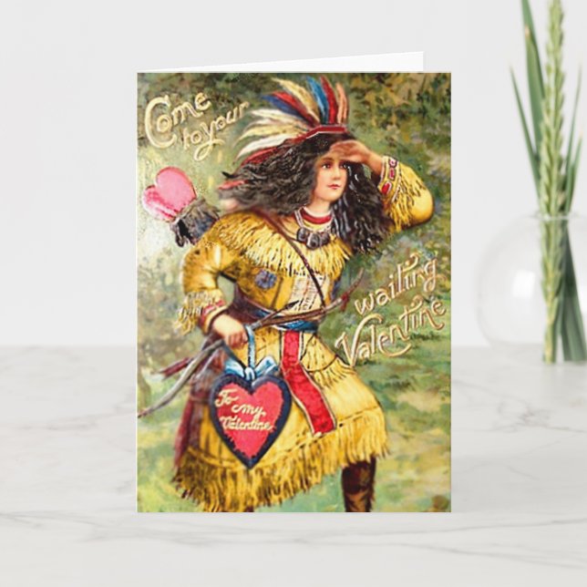 Tarjeta Festiva Vintage Native American Valentine (Anverso)
