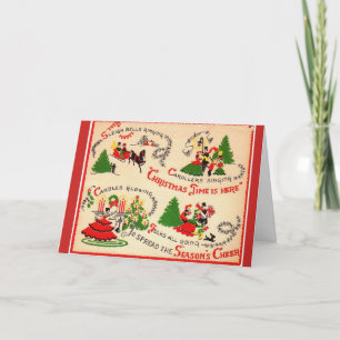 Tarjeta Festiva Vintage - Navidades Buena Salud,