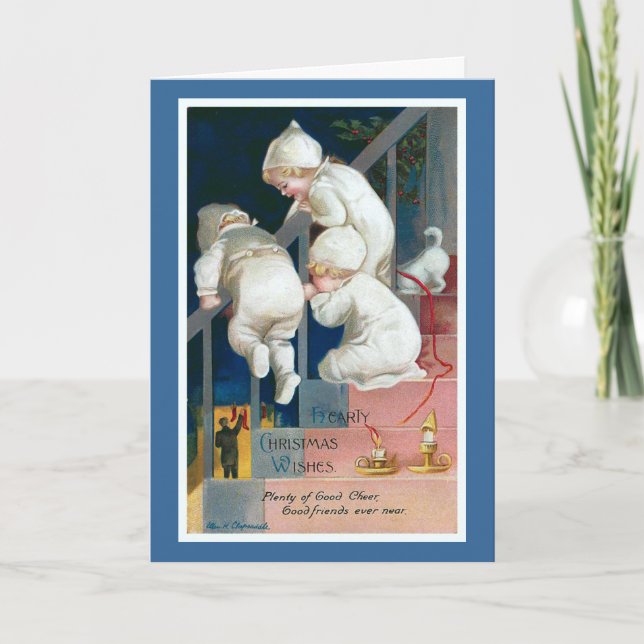 Tarjeta Festiva Vintage "Navidades caritativos" (Anverso)