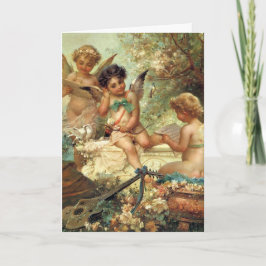 Tarjeta Festiva Vintage Navidades victorianos Music Angels de Zatz