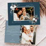 Tarjeta Festiva Vintage navideña azul de la marina Dos imágenes<br><div class="desc">Bienvenidos a nuestra encantadora tarjeta navideña azul verdor vintage navideña con dos imágenes de vacaciones, donde el encanto vintage se une a la elegancia moderna. Este diseño presenta una vegetación acuática intrincada y una caligrafía sutilmente elegante, con una tipografía sencilla, que refleja la esencia de la cozalidad tradicional y del...</div>