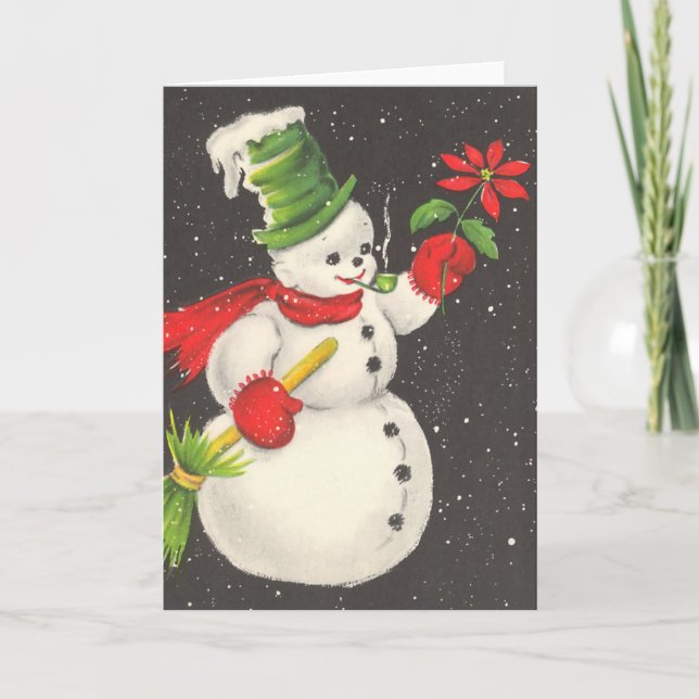 Tarjeta Festiva Vintage navideño con flor (Anverso)