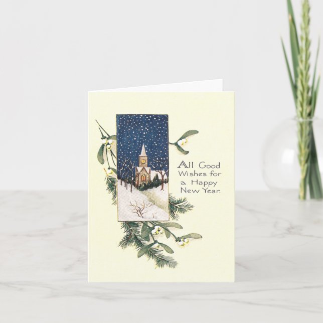 Tarjeta Festiva Vintage New Year (Anverso)