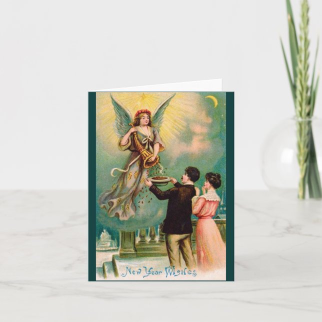 Tarjeta Festiva Vintage New Year's Card (Anverso)