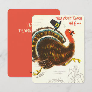 Tarjeta Festiva Vintage no puede atraparme el día de gracias Turqu