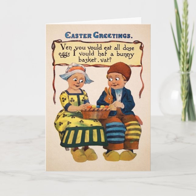 Tarjeta Festiva Vintage Odd Kids Easter Card (Anverso)