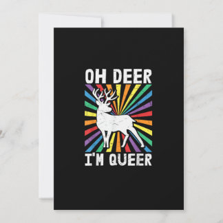 Tarjeta Festiva Vintage Oh Deer I'm Queer Pride LGBT Gay Lesbian 