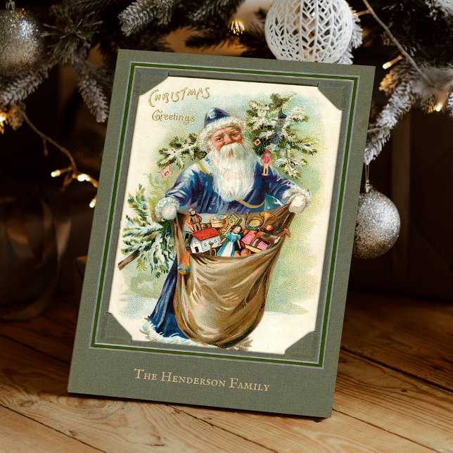 Tarjeta Festiva Vintage Old Father Christmas with Gifts (Subido por el creador)