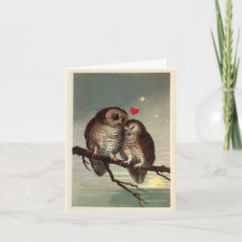 Tarjeta Festiva Vintage Owl Holiday, Romantic o Valentine Card
