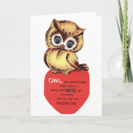 Tarjeta Festiva Vintage Owl Valentine