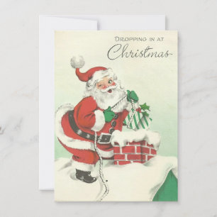 Tarjeta Festiva Vintage Papá Noel cae