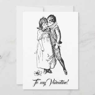 Tarjeta Festiva Vintage para mi chica de San Valentín blanco negro