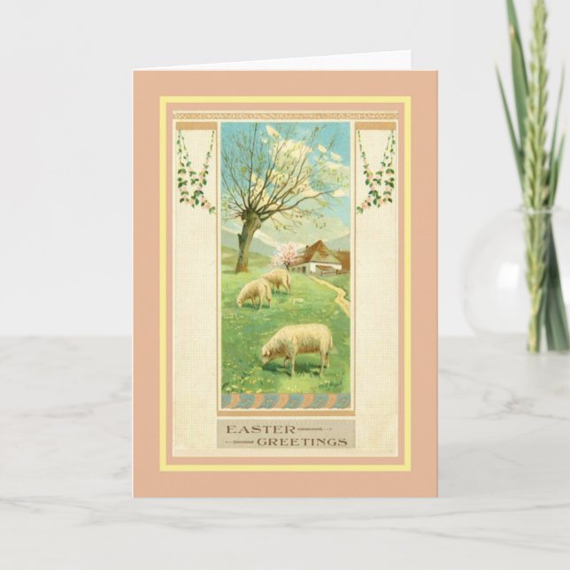 Tarjeta Festiva Vintage Pascua (Anverso)