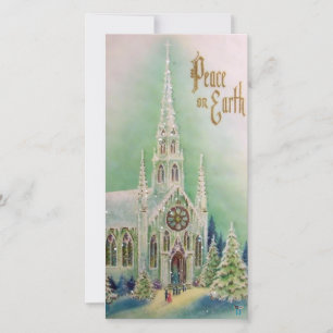 Tarjeta Festiva Vintage Peace on Earth Christmas Photo Card