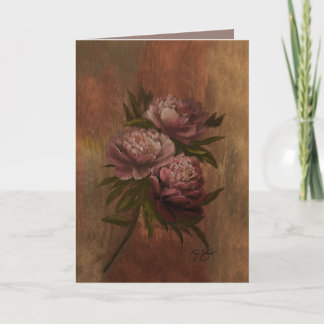 Tarjeta Festiva Vintage Peonies