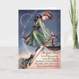 Tarjeta Festiva Vintage Personalizable Easter Witch Card