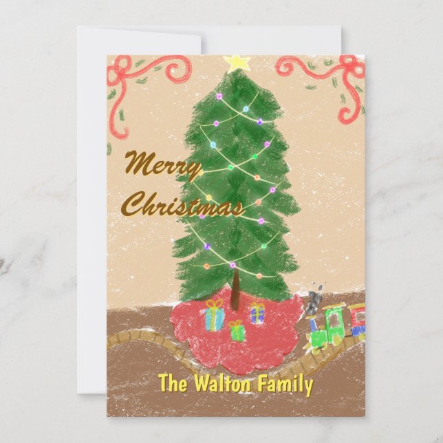Tarjeta Festiva Vintage Personalized Christmas Card (Anverso)