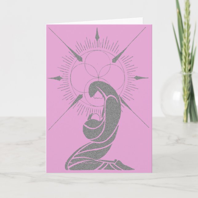 Tarjeta Festiva Vintage Pink Art Decó Virgin Mary (Anverso)