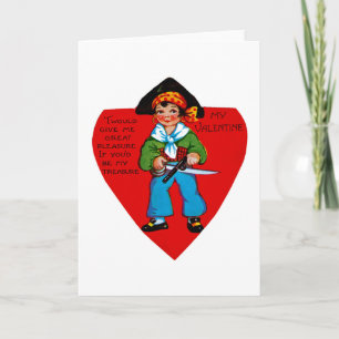 Tarjeta Festiva Vintage Pirate Valentine