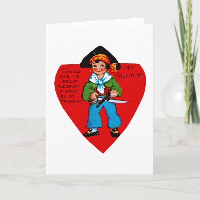 Tarjeta Festiva Vintage Pirate Valentine (Anverso)