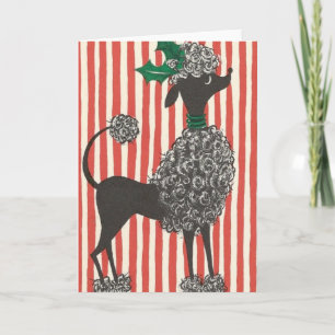 Tarjeta Festiva Vintage Poodle Holiday Card
